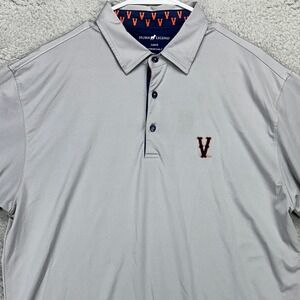 Virginia Cavaliers Mens Polo Shirt Large Gray Stretch Rugby Logo Horn Legend